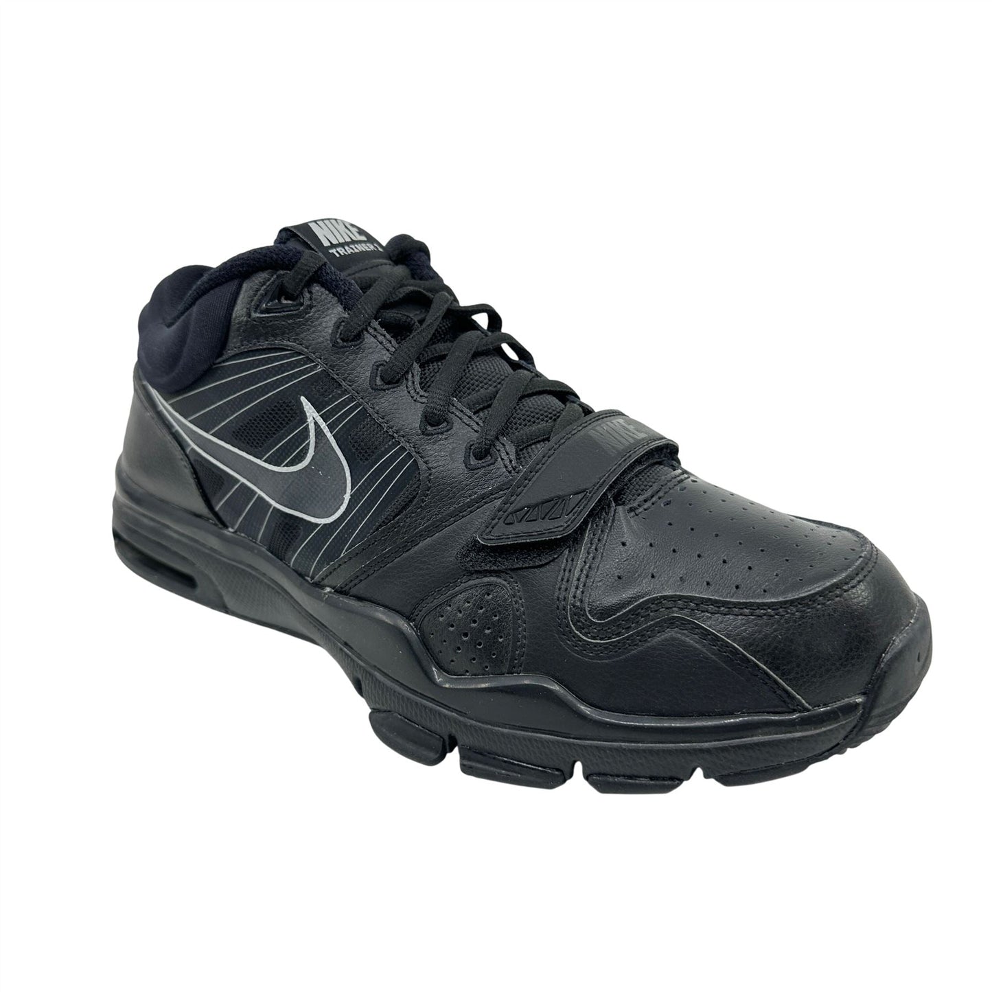 Nike Trainer 1.2 Mid Black Metallic Silver Mens Athletic Sneaker