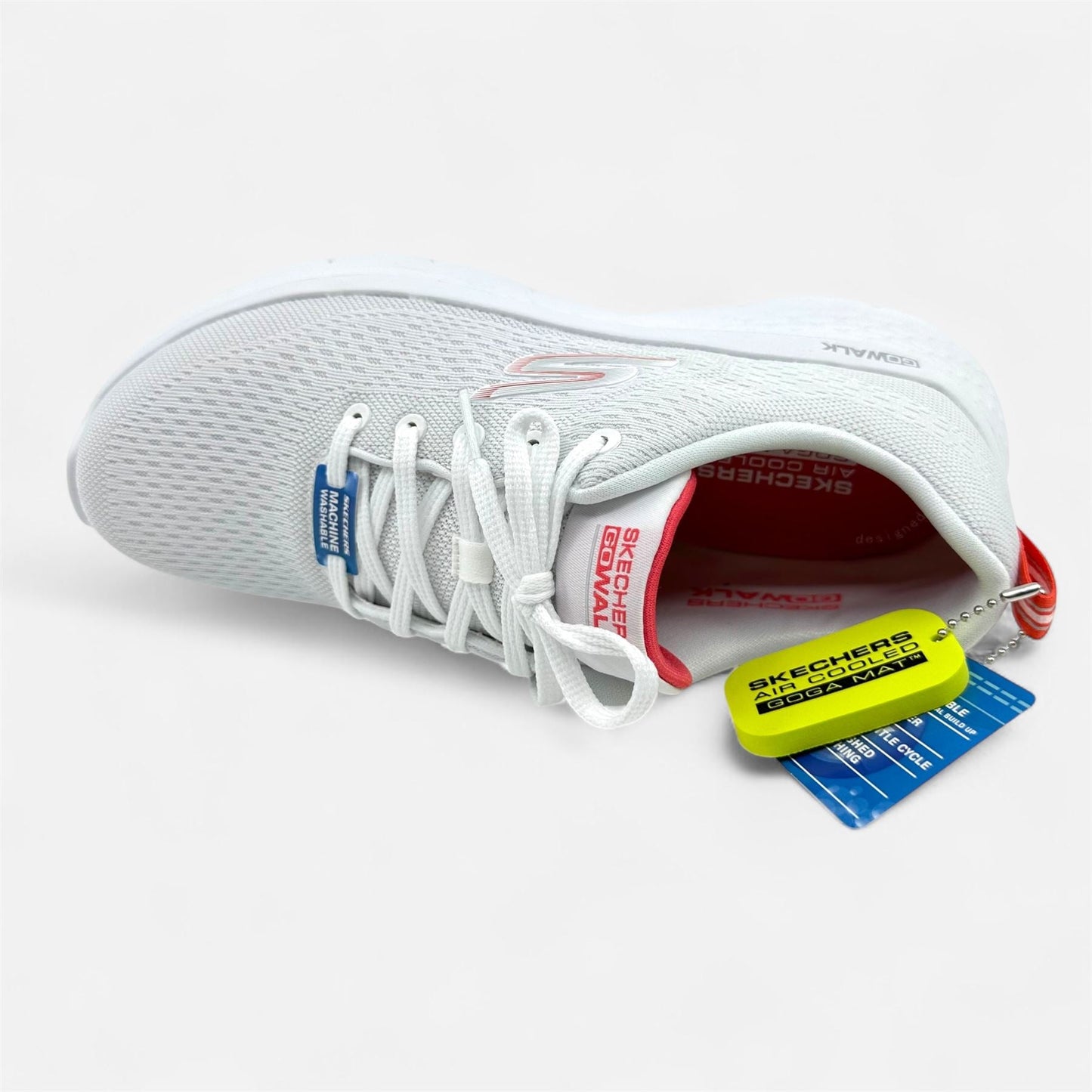 Skechers Go Walk Flex Kali White Hot Coral Womens Athletic Ultra Go Sneaker