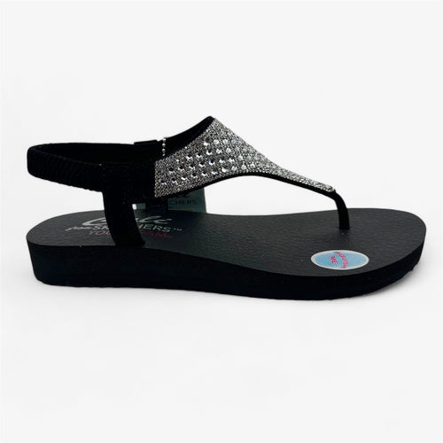 Skechers Meditation Rockstar Black Womens Sandal Slingback