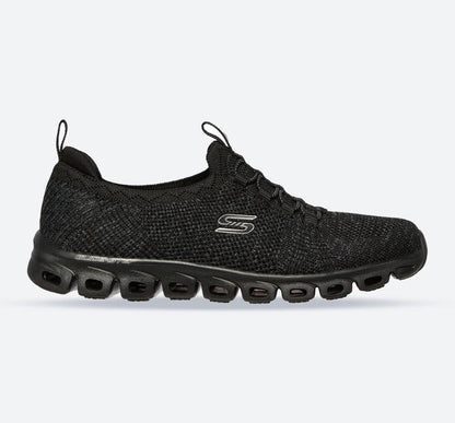Women's Wide Fit Skechers 104198 Glide Step Grand Flash Trainers - Black