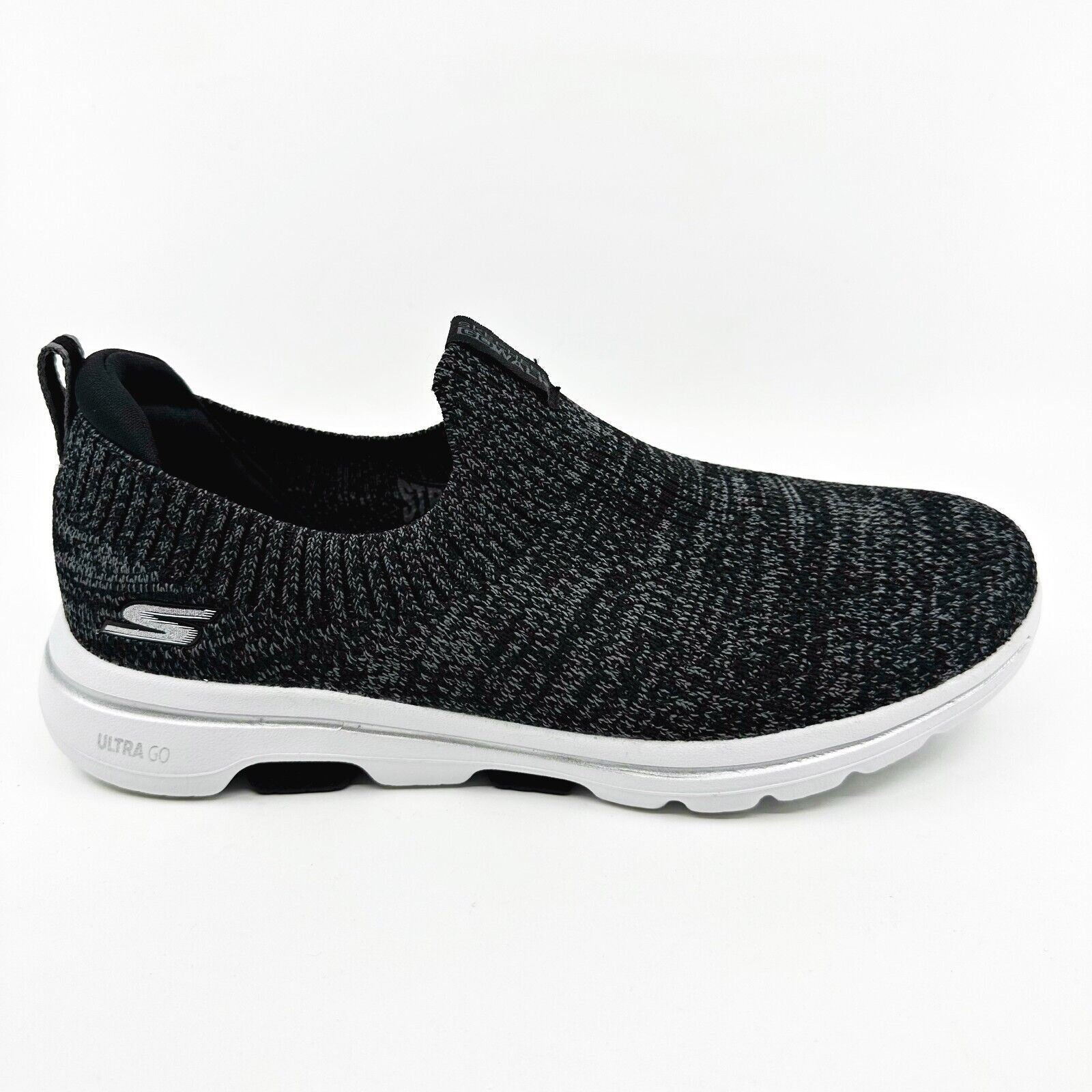 Skechers Go Walk 5 Trendy Step Black Gray Womens Size 8 Wide Comfort Shoes