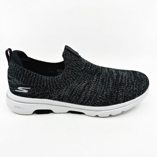 Skechers Go Walk 5 Trendy Step Black Gray Womens Size 8 Wide Comfort Shoes