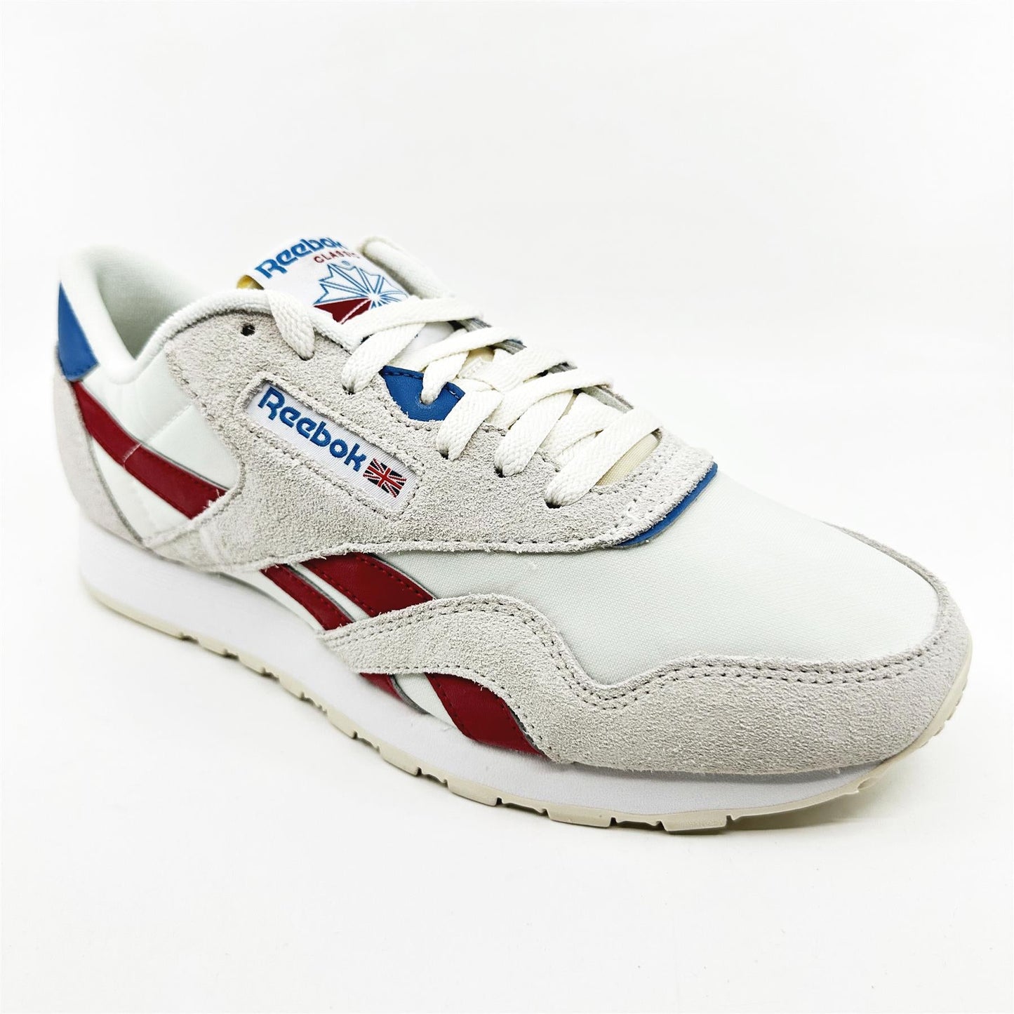 Reebok Classic Nylon Chalk Scarlet Cyan White Mens Athletic Sneaker