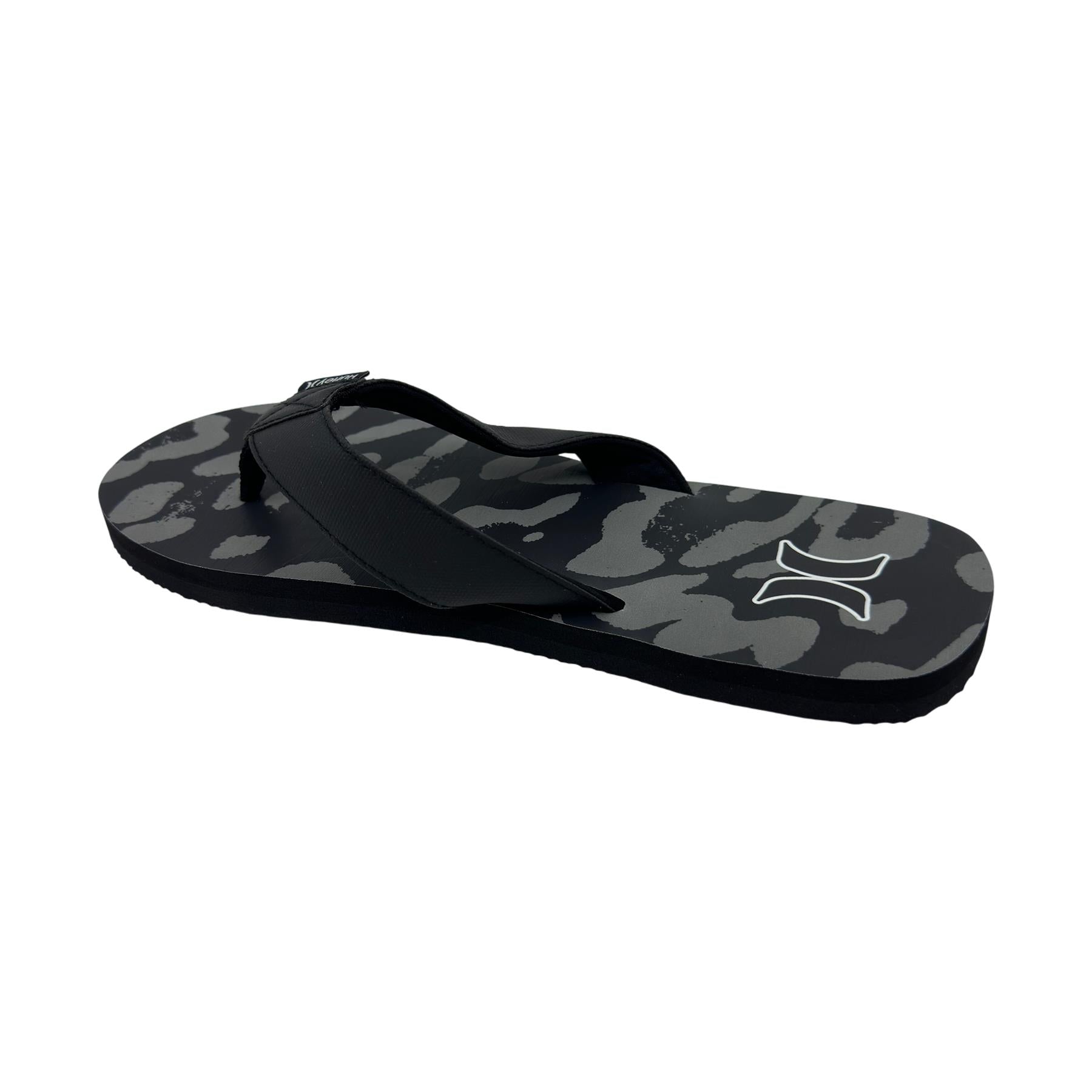 Hurley Logo Black Combo Gray Mens Sandal Pool Beach Flip Flop