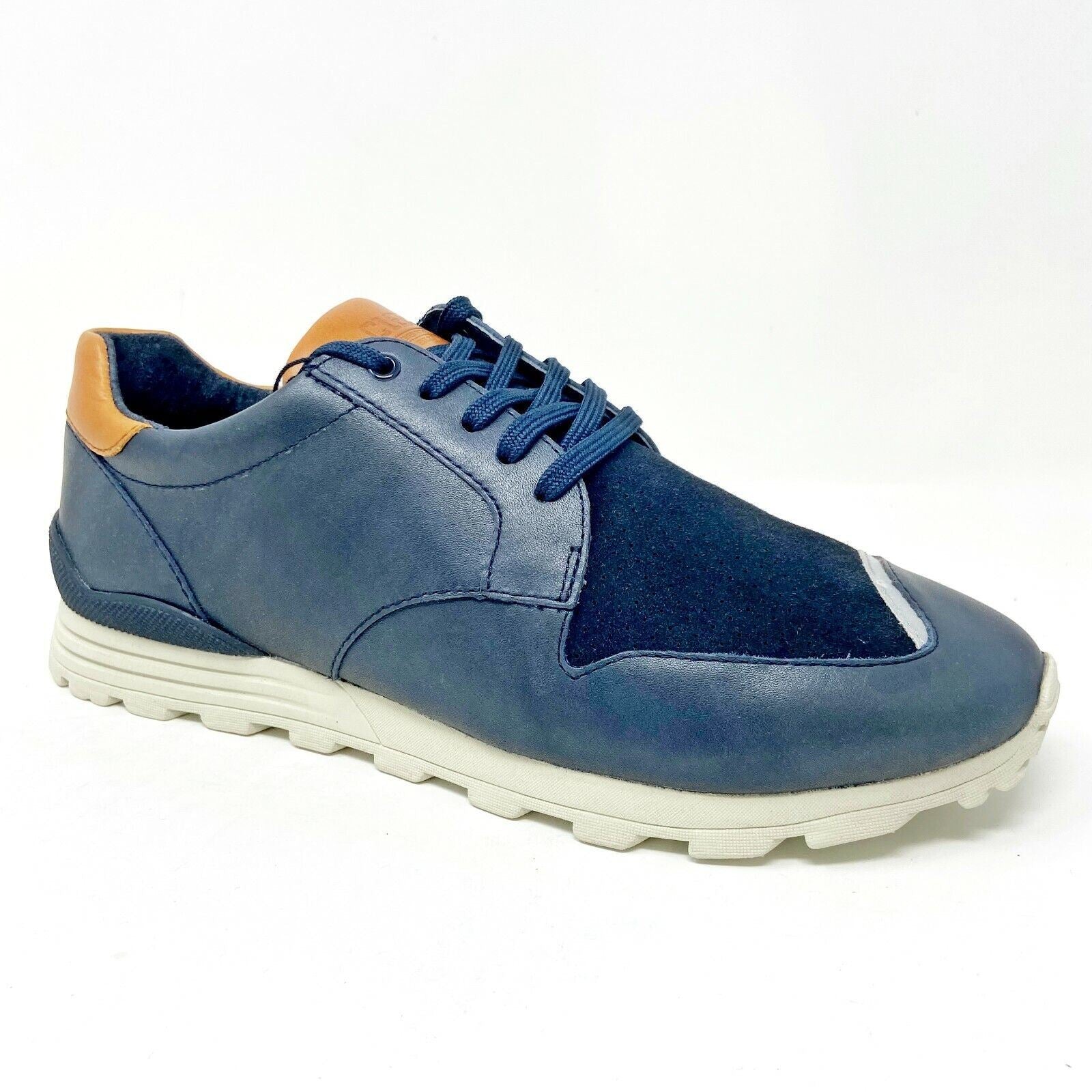 Clae Nathan Deep Navy Leather Mens Size 8 Premium Casual Sneakers