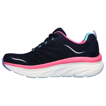 Women's Wide Fit Skechers 149023 D'lux Walker Infinite Motion Sports Trainers - Navy/Multi