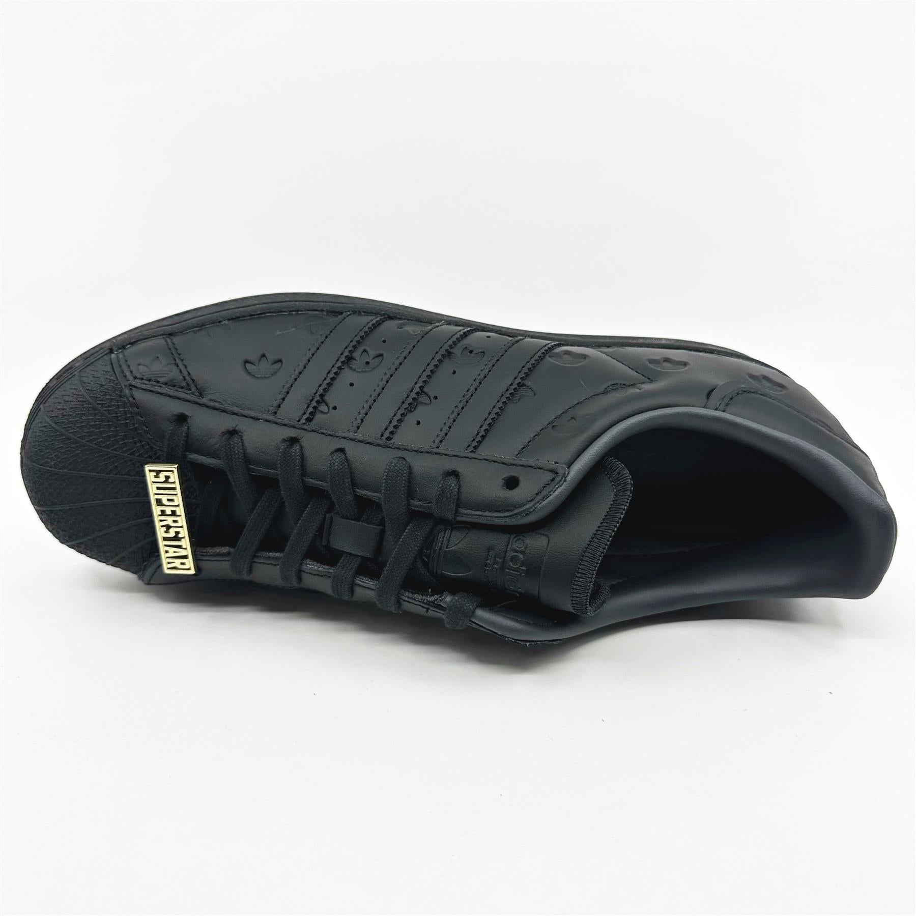 Adidas Superstar Core Black Debossed Carbon Mens Athletic Sneakers