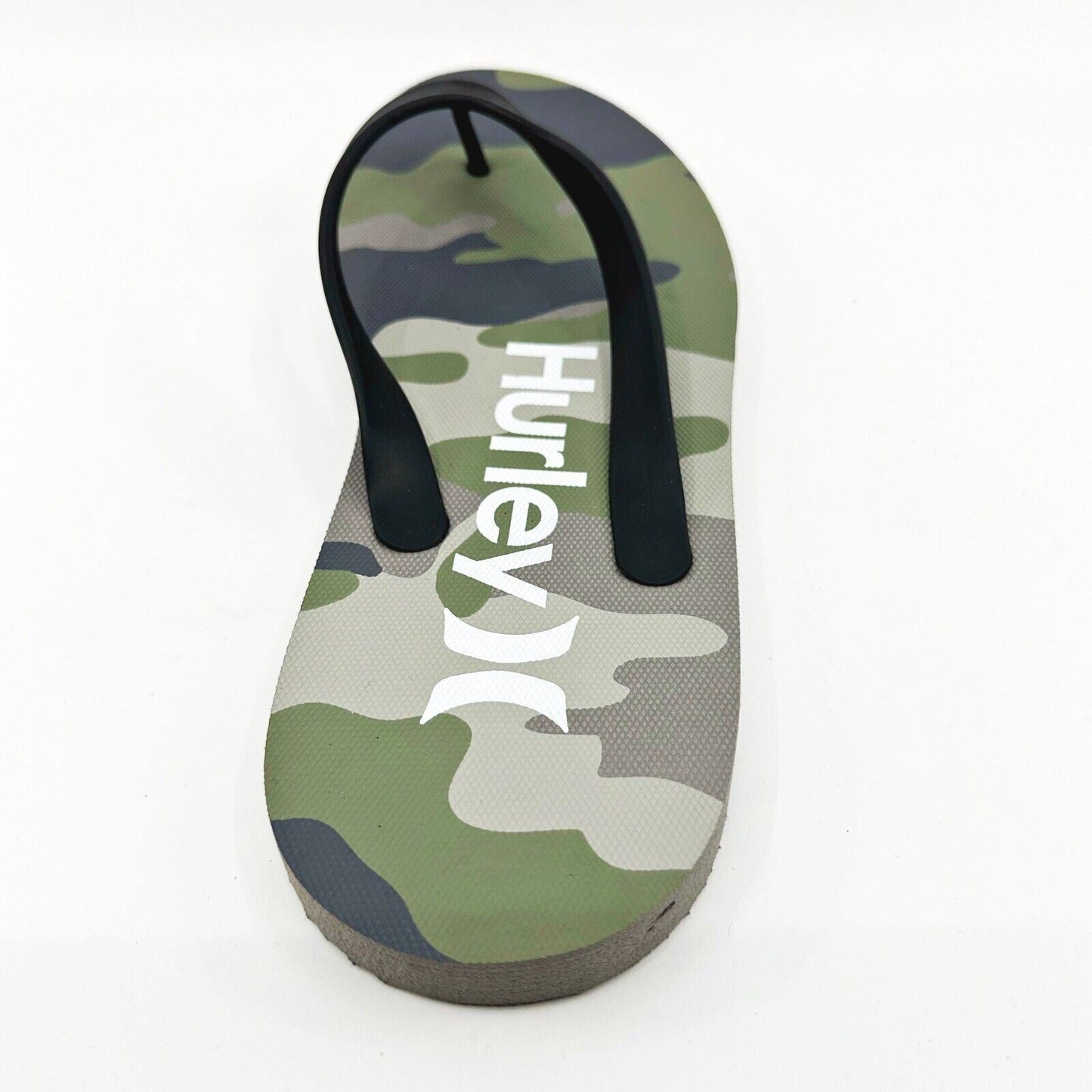 Hurley Mens Brown Green Camo Logo Flip Flop Pool Beach Sandals