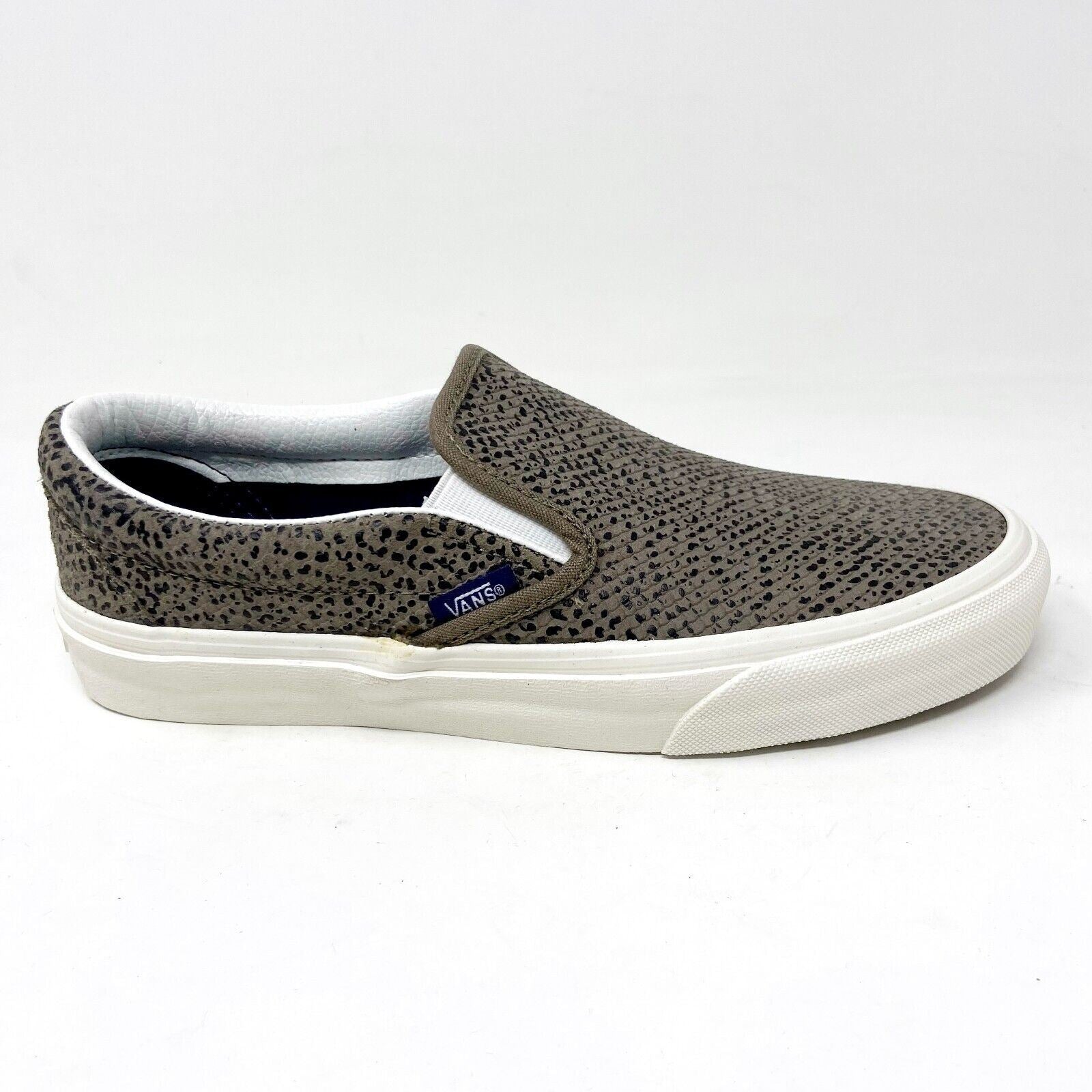 Vans Classic Slip On (Cheetah Suede) Tan Black Womens Animal Print Casual Shoes