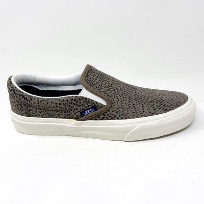 Vans Classic Slip On (Cheetah Suede) Tan Black Womens Animal Print Casual Shoes