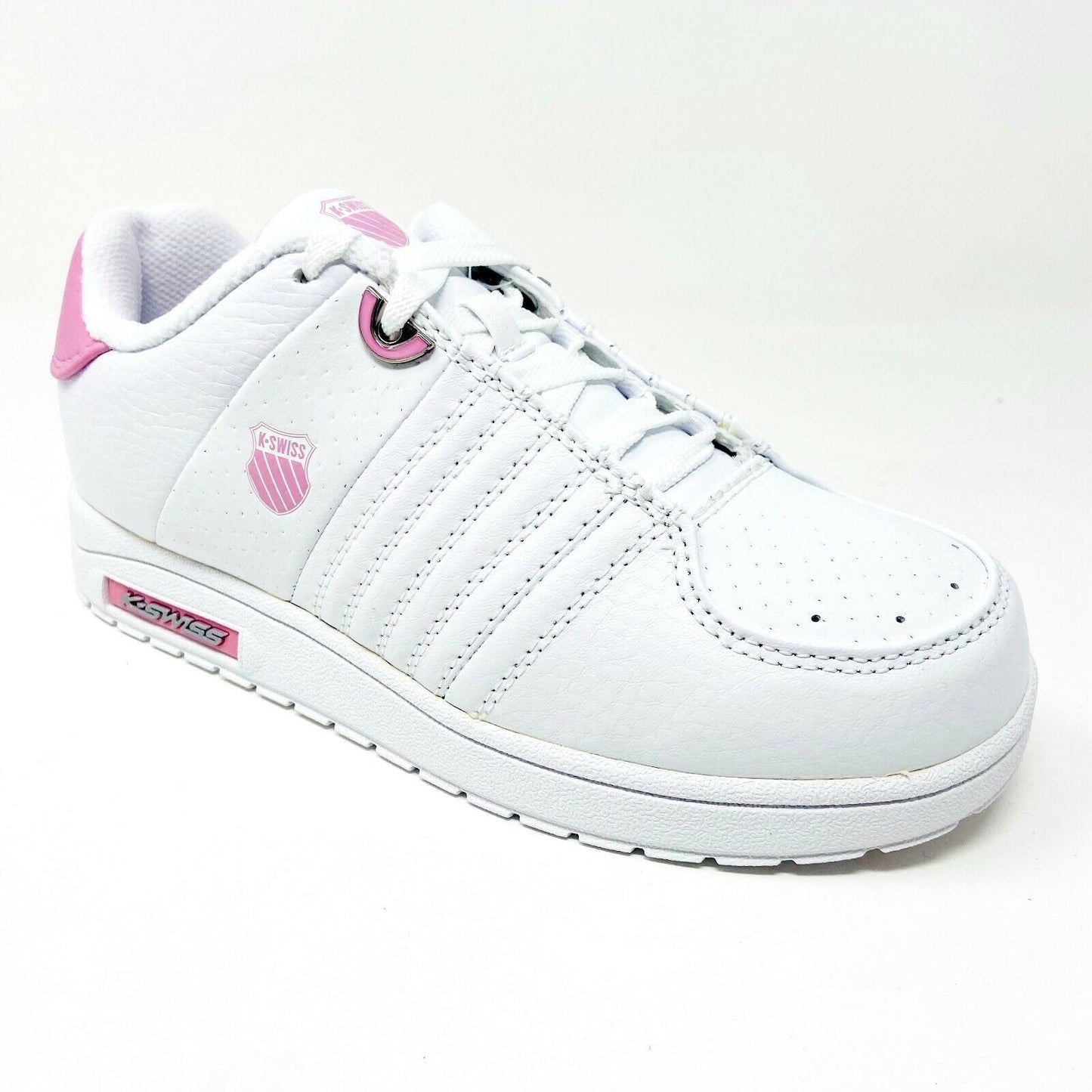 K-Swiss Wolert White Bubble Gum Pink Girls Kids Casual Shoes Sneakers 51376136