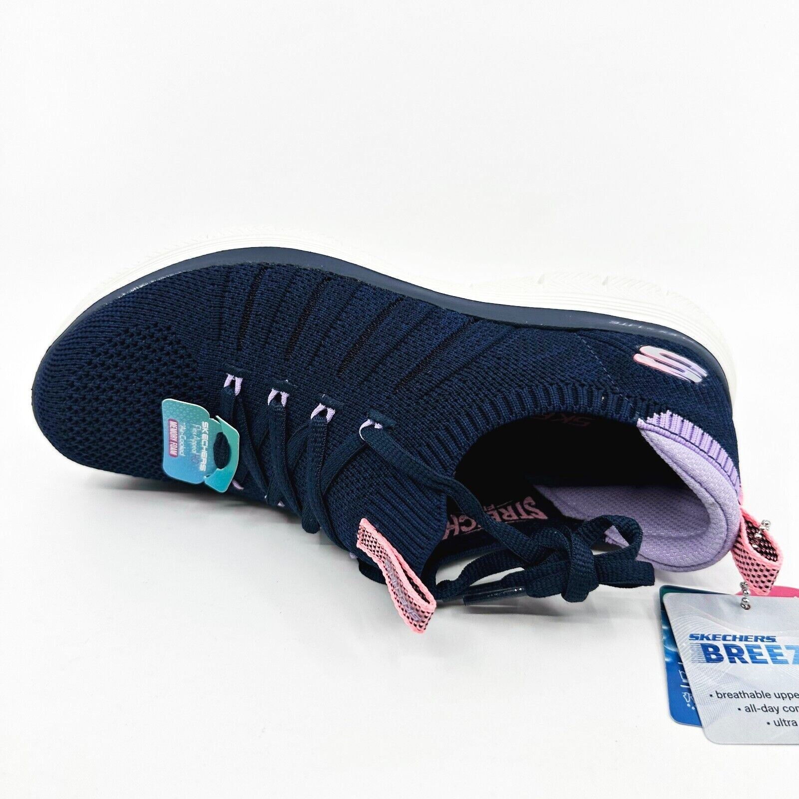 Skechers Flex Appeal 4.0 Victory Lap Navy Lavender Womens Athletic Shoes