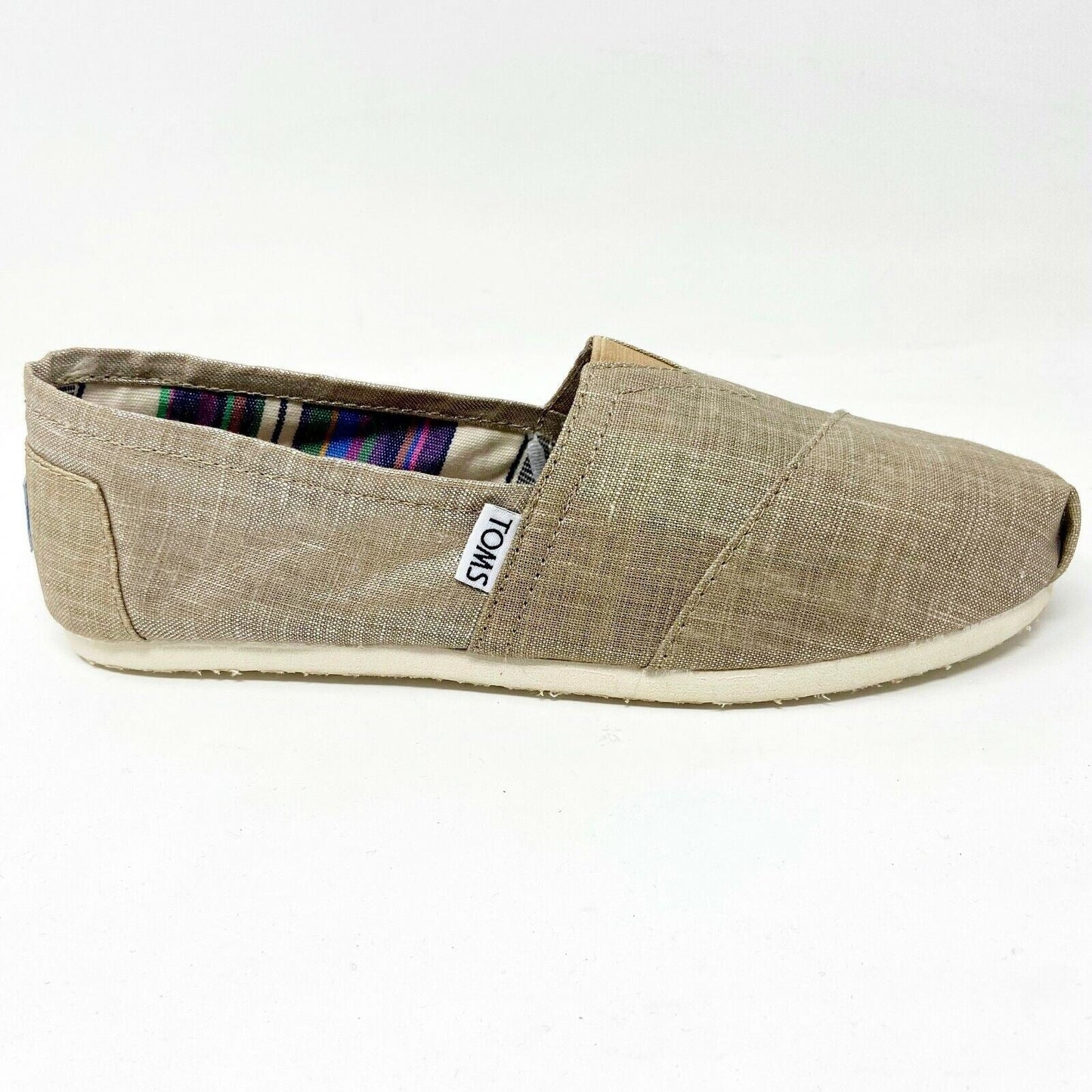 Toms Classics Champagne Metallic Linen Womens Size 6 Slip On Casual Flat Shoes