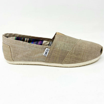 Toms Classics Champagne Metallic Linen Womens Size 6 Slip On Casual Flat Shoes
