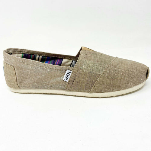 Toms Classics Champagne Metallic Linen Womens Size 6 Slip On Casual Flat Shoes