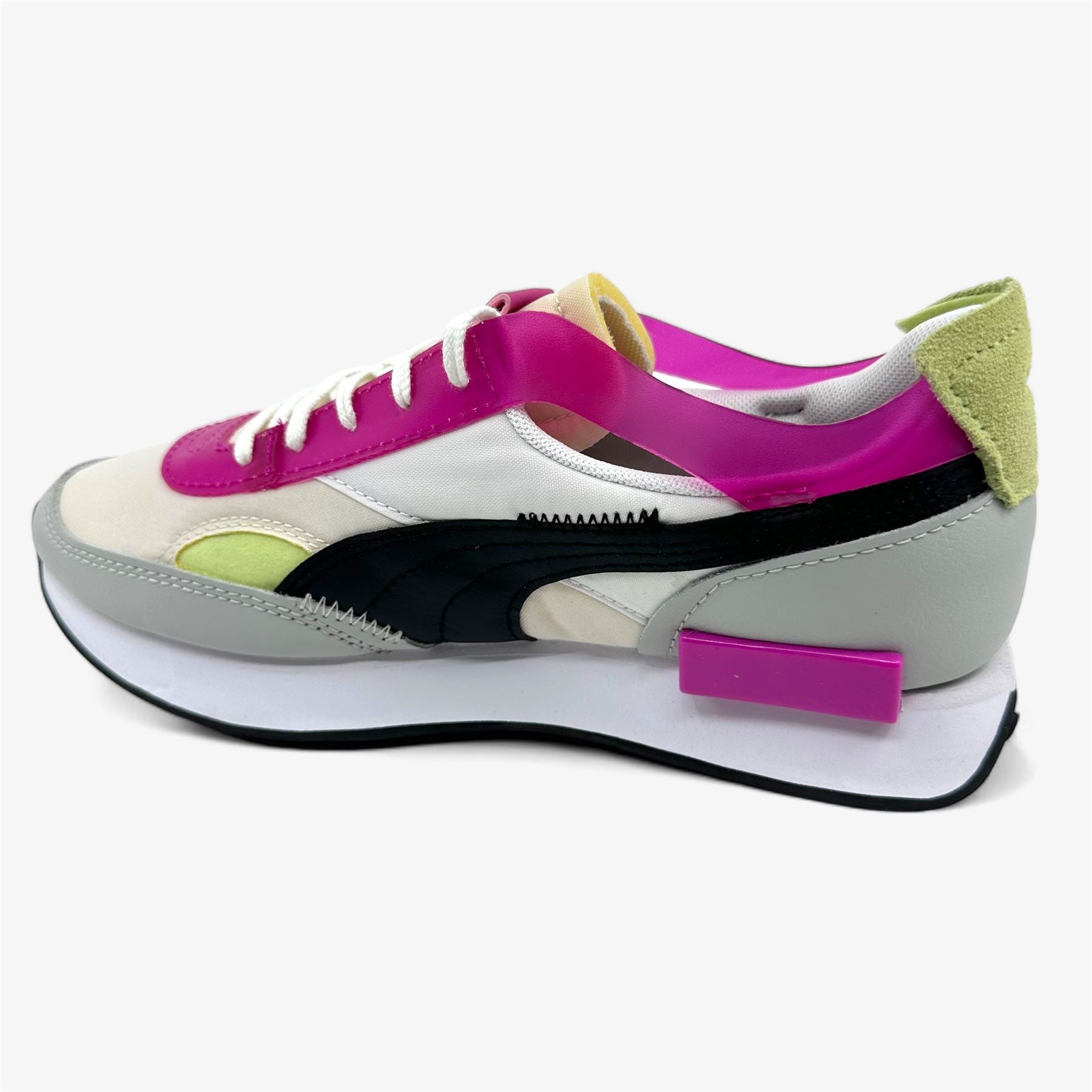 PUMA Future Rider Cut Out POP White Ultra Magenta Womens Athletic Sneaker