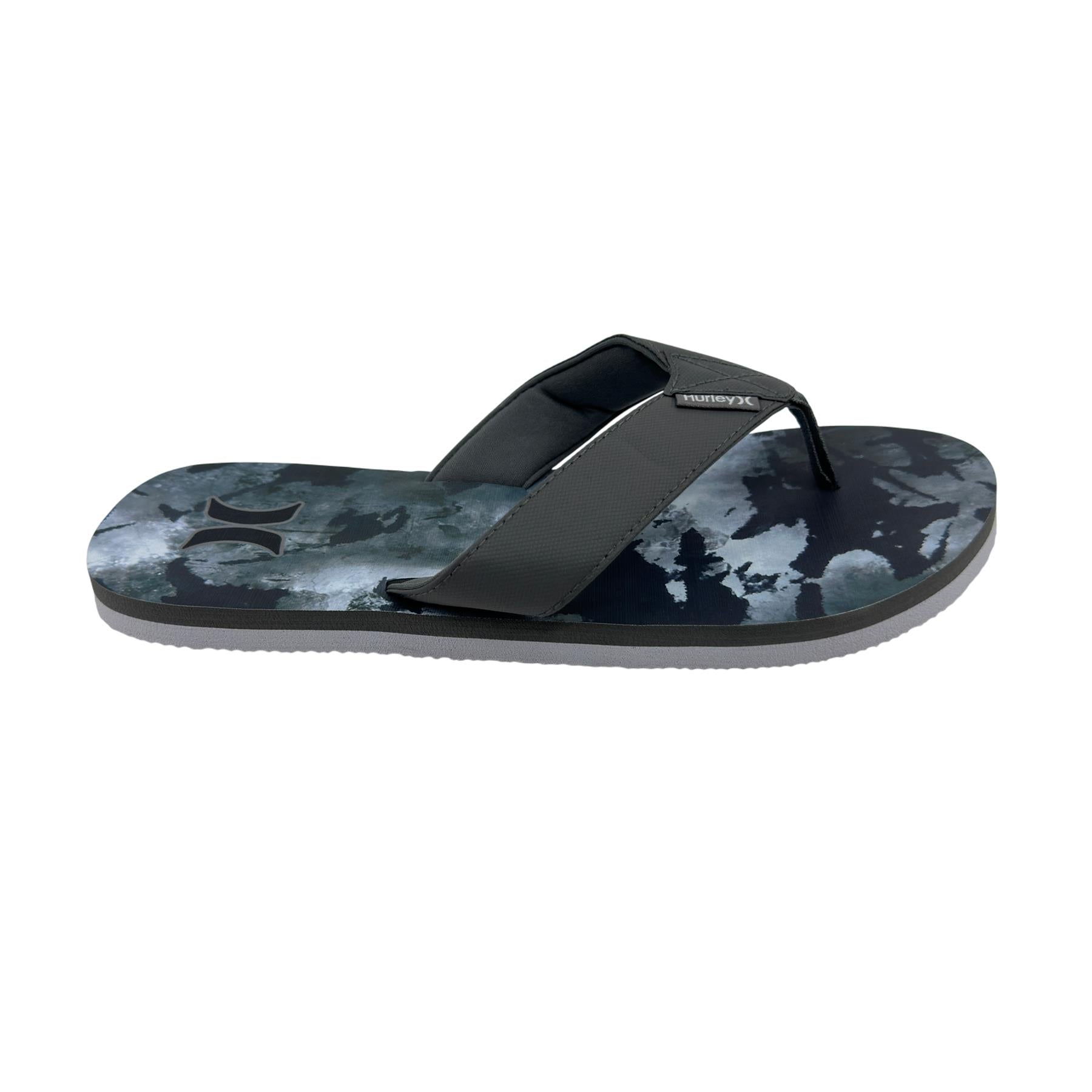Hurley Logo Medium Gray Camo White Mens Sandal Pool Beach Flip Flop