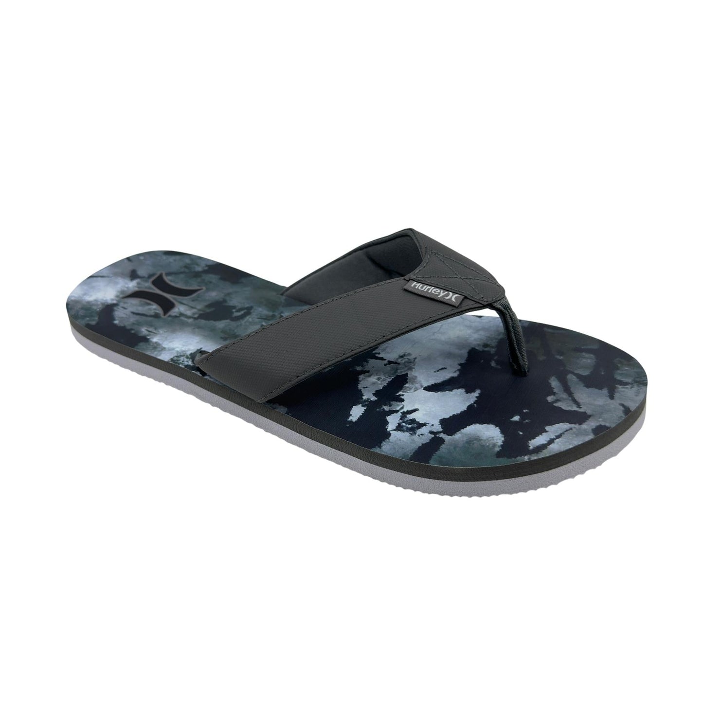 Hurley Logo Medium Gray Camo White Mens Sandal Pool Beach Flip Flop