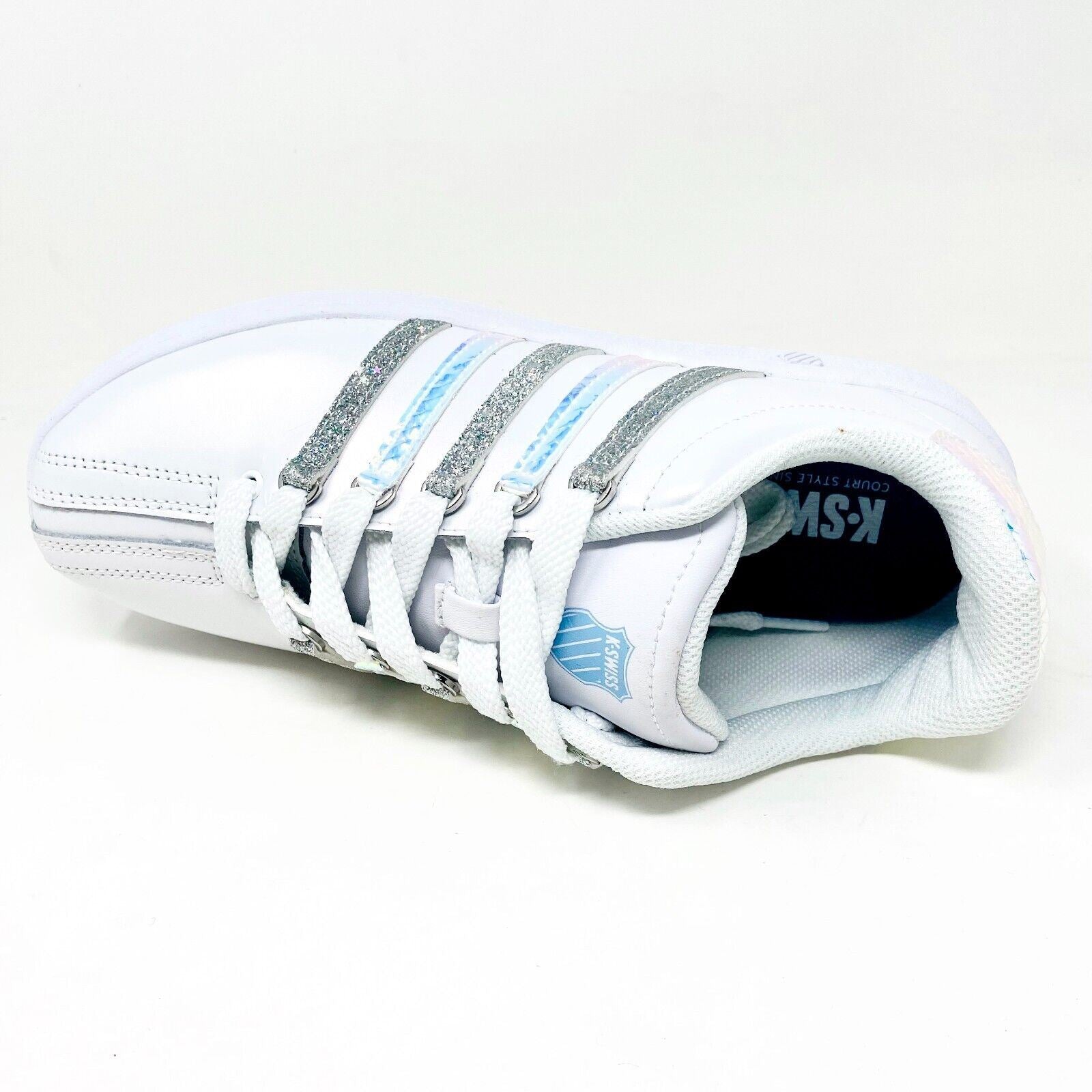 K-Swiss Classic VN White Sparkle Mermaid Kids Size 7 Varsity Sneakers 87321 968