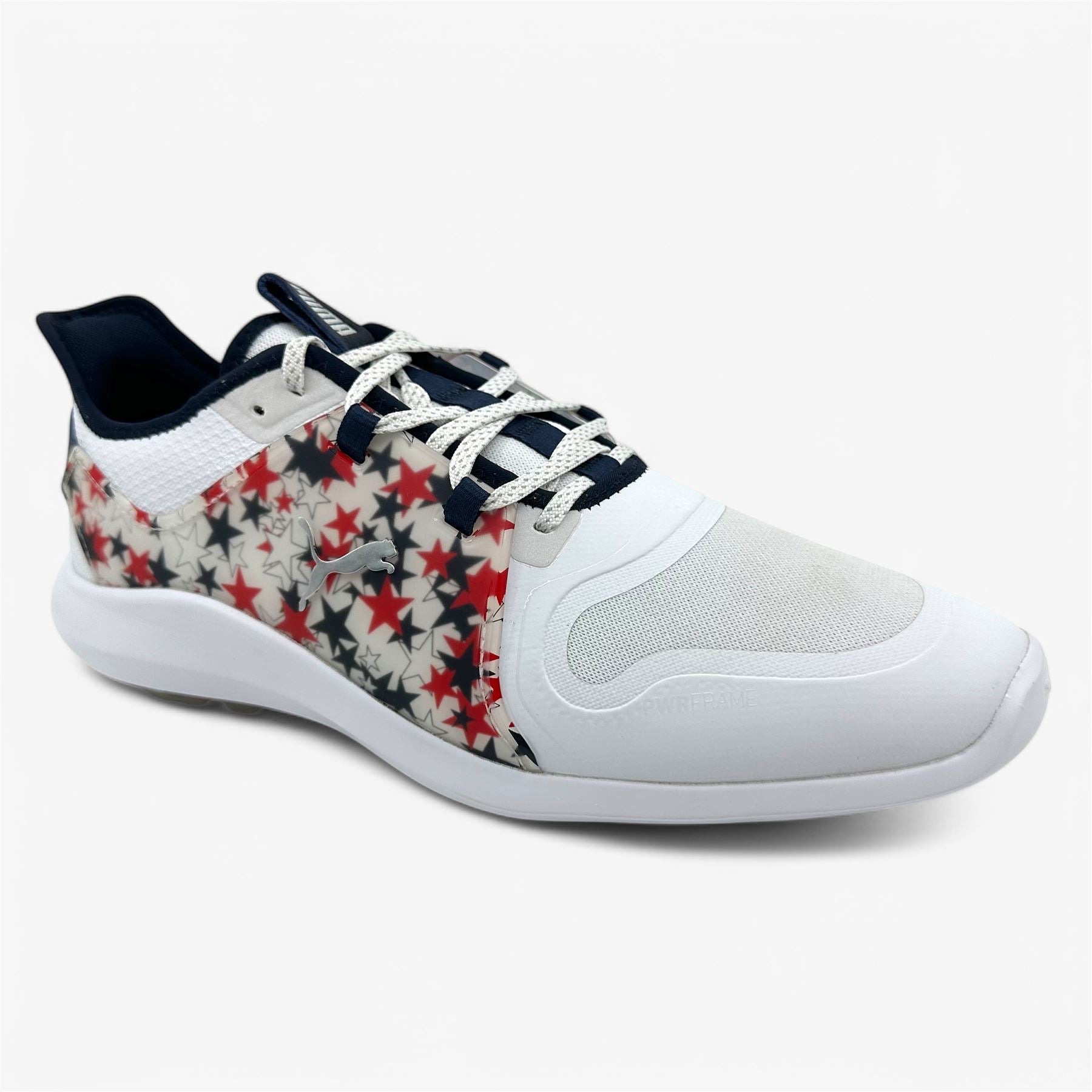 PUMA Ignite Fasten8 USA White High Risk Red Mens Waterproof Golf Shoes