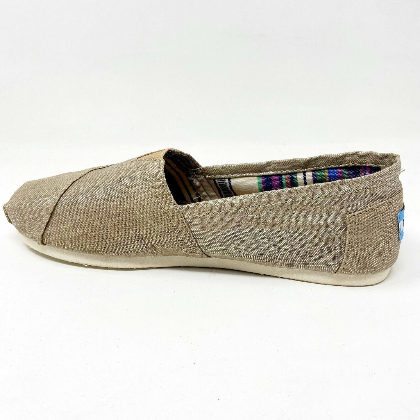 Toms Classics Champagne Metallic Linen Womens Size 6 Slip On Casual Flat Shoes