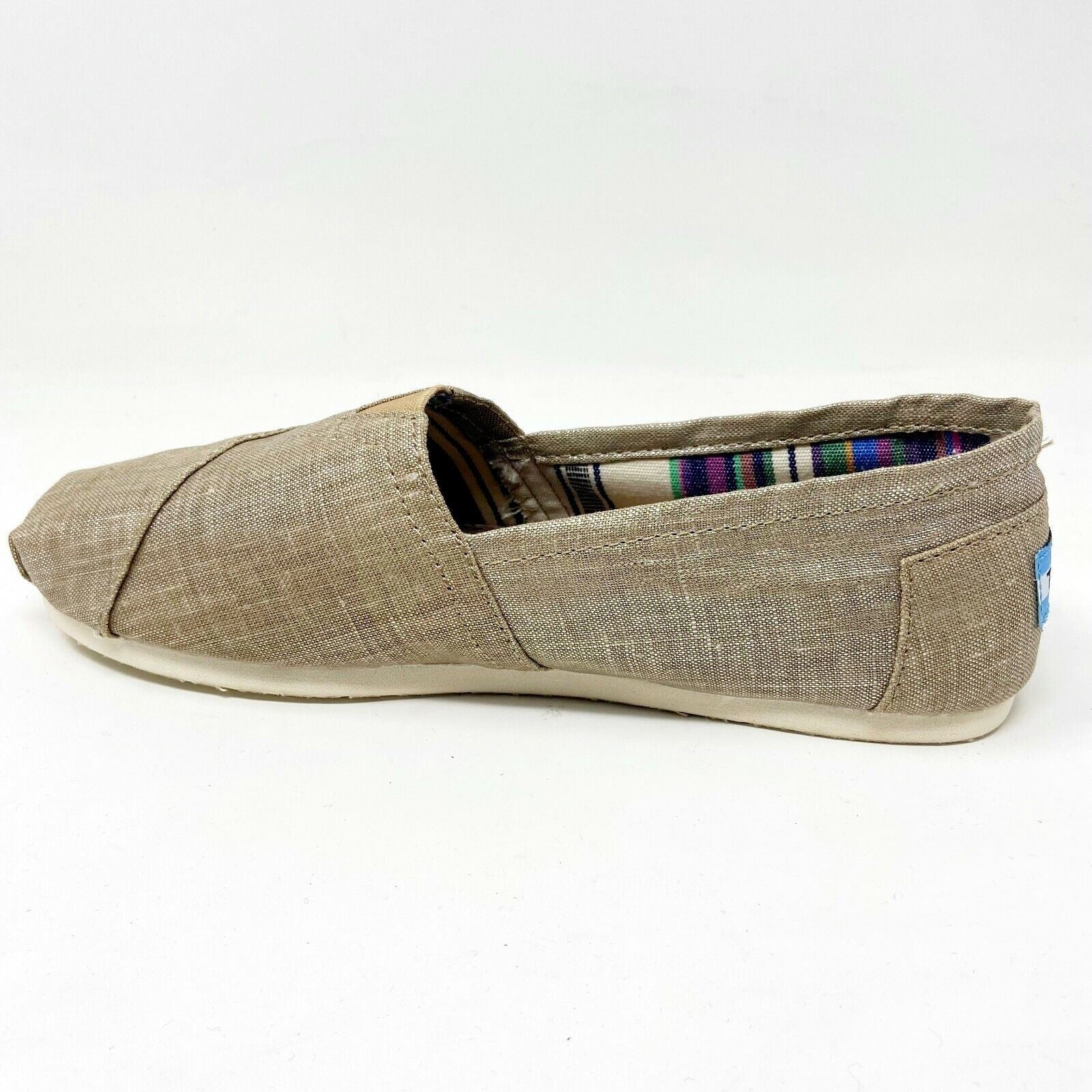 Toms Classics Champagne Metallic Linen Womens Size 6 Slip On Casual Flat Shoes