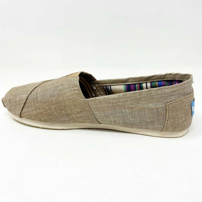 Toms Classics Champagne Metallic Linen Womens Size 6 Slip On Casual Flat Shoes