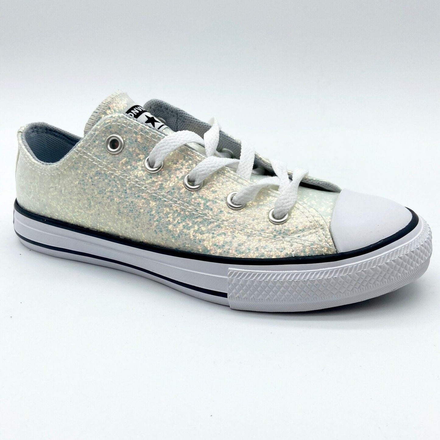 Converse CTAS Ox Wolf Grey Rainbow Glitter Kids Casual Sneakers 665979C