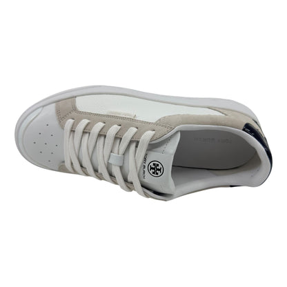 Tory Burch Ladybug Titanium White Black Womens Casual Tumbled Leather Sneaker