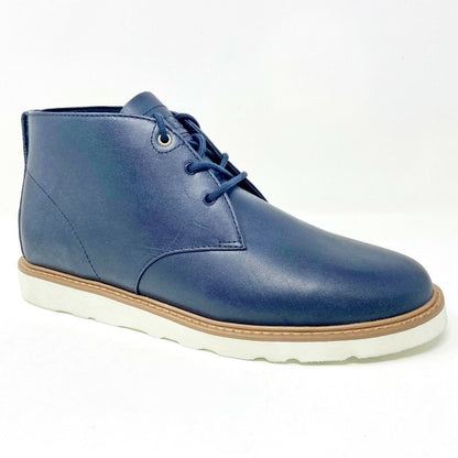 Clae Strayhorn Vibram Deep Navy Leather Mens Mid Premium Casual Sneakers