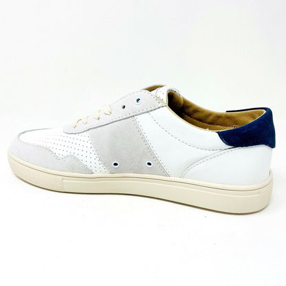 Clae Gregory White Full Grain Leather Navy Mens Size 7 Premium Casual Sneakers