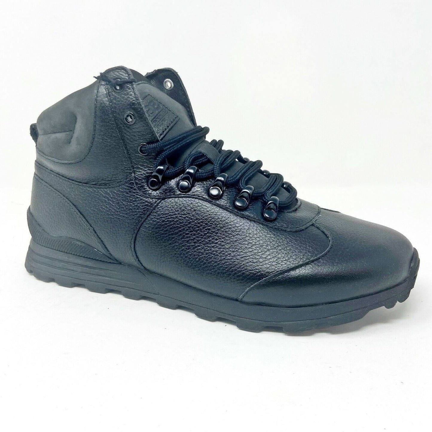Clae Robinson Black Tumbled Leather Mens Casual Sneakers