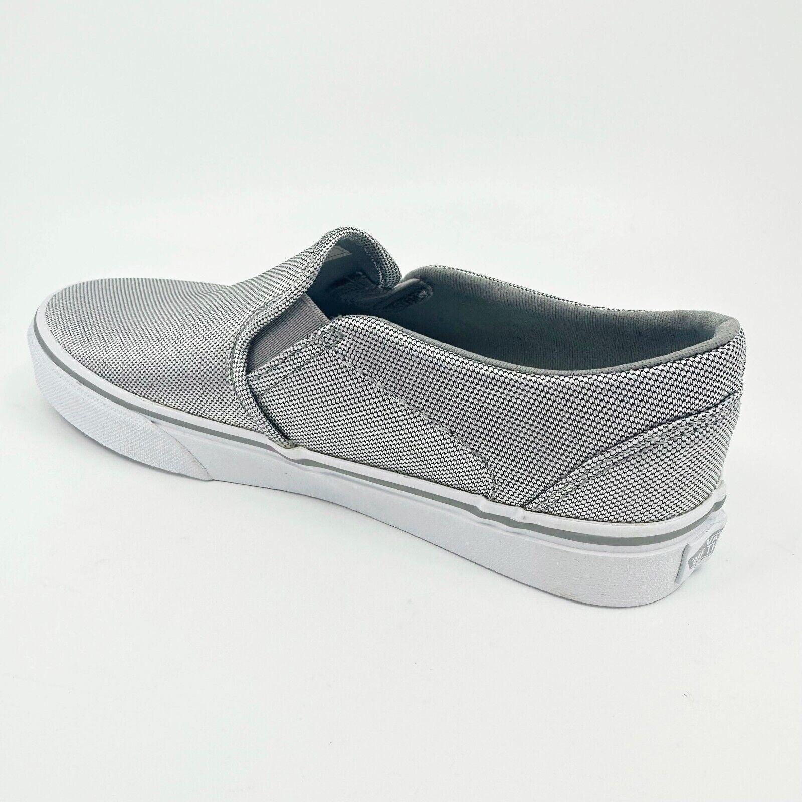 Vans Asher (Textile) Silver White Gray Womens Size 6 Casual Slip On Shoes