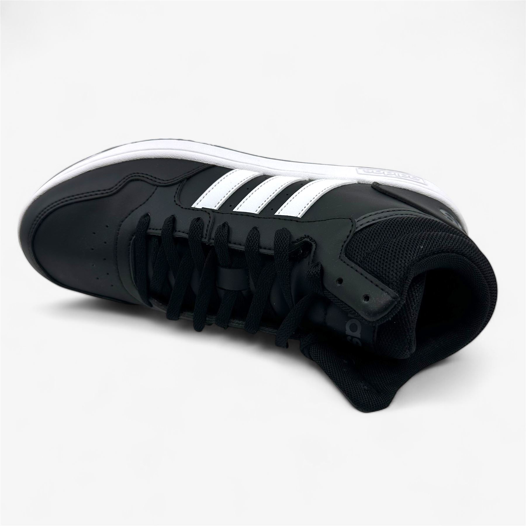 Adidas Hoops 3.0 Mid Black White Mens Athletic Sneaker