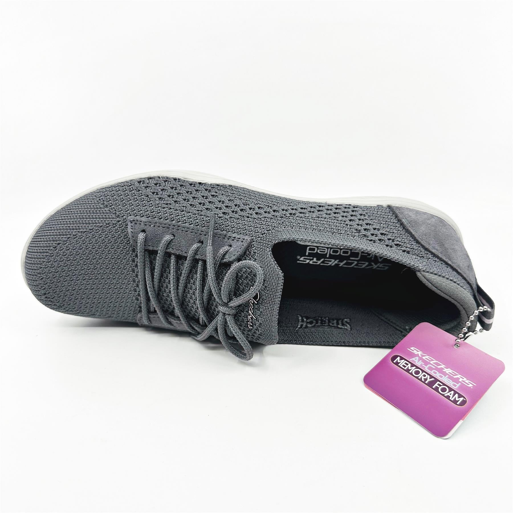 Skechers Newbury St Casually Charcoal Womens Slip On Sneakers