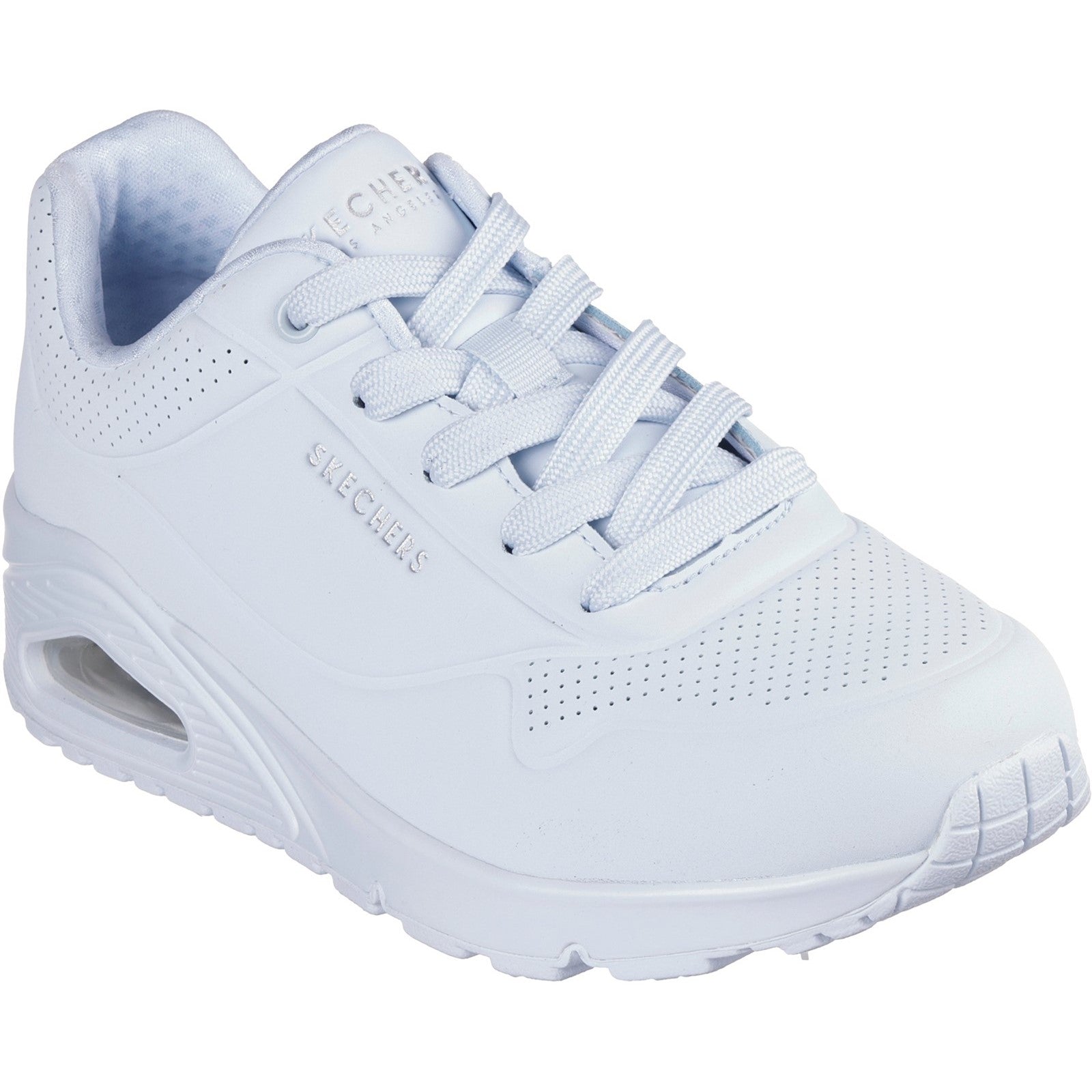 Women's Wide Fit Skechers 73690 Uno - Stand On Air Walking Street Wear Trainers - Light Denim