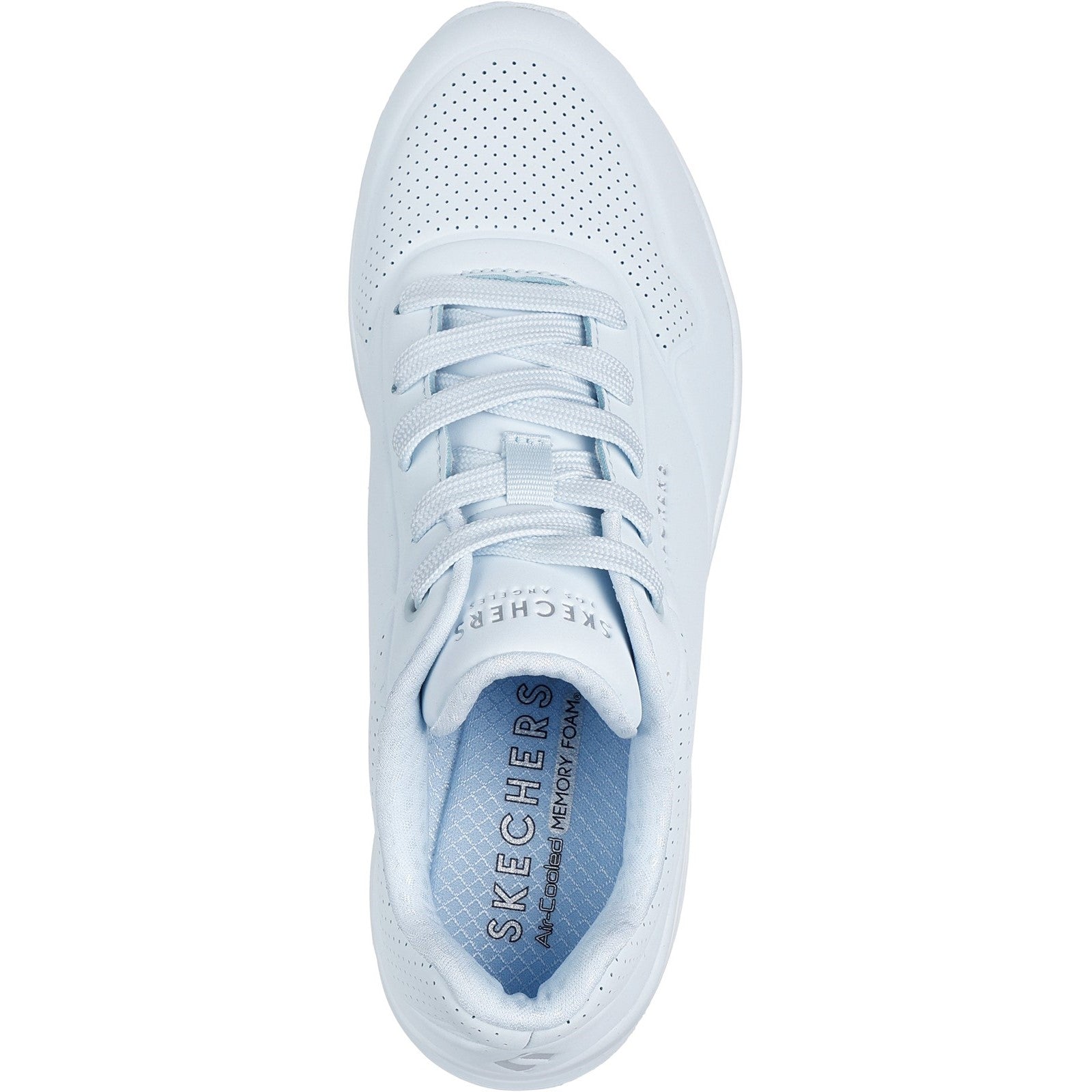 Women's Wide Fit Skechers 73690 Uno - Stand On Air Walking Street Wear Trainers - Light Denim