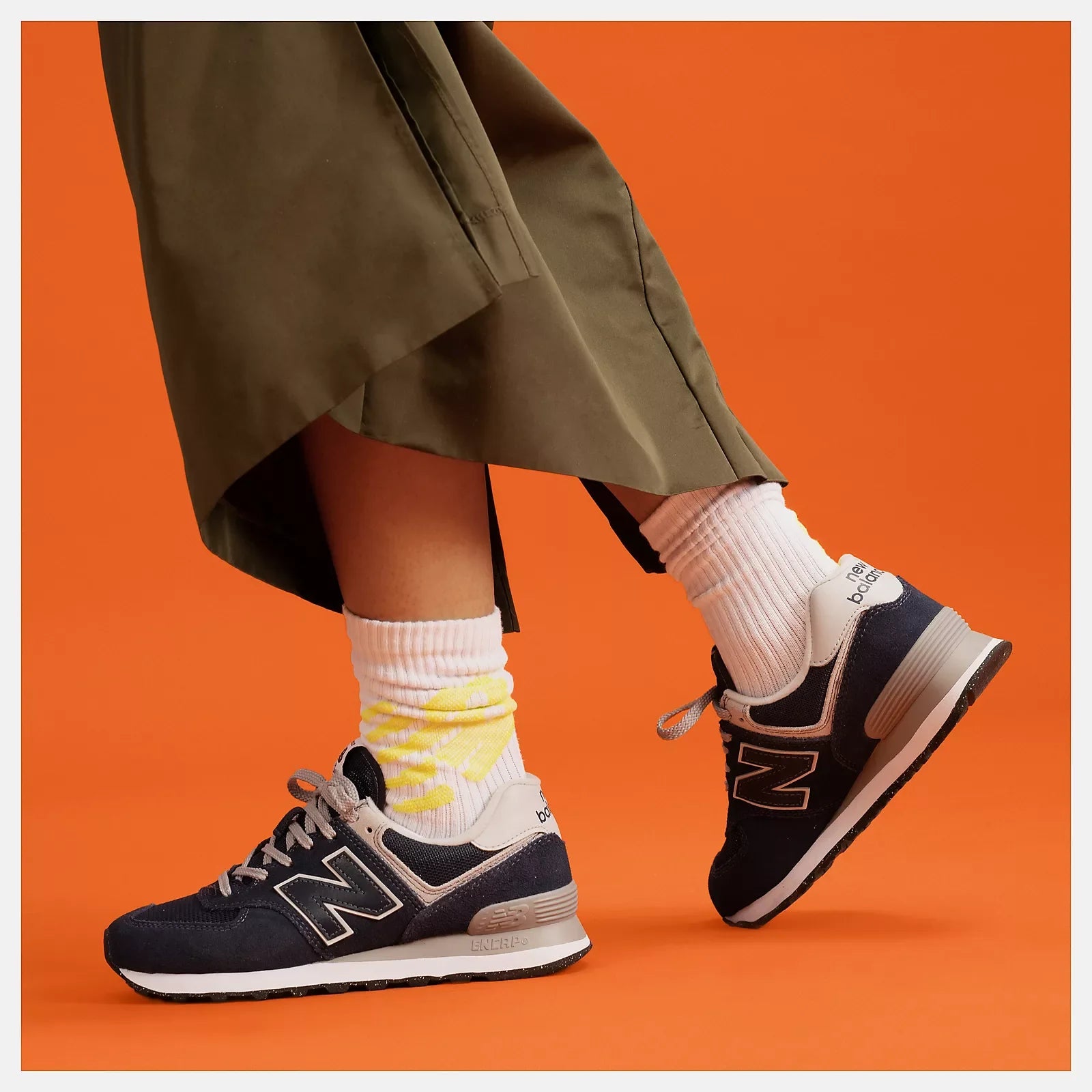 Women's Wide Fit New Balance ML574EVN Walking/Running Trainers - Exclusive - Navy ENCAP